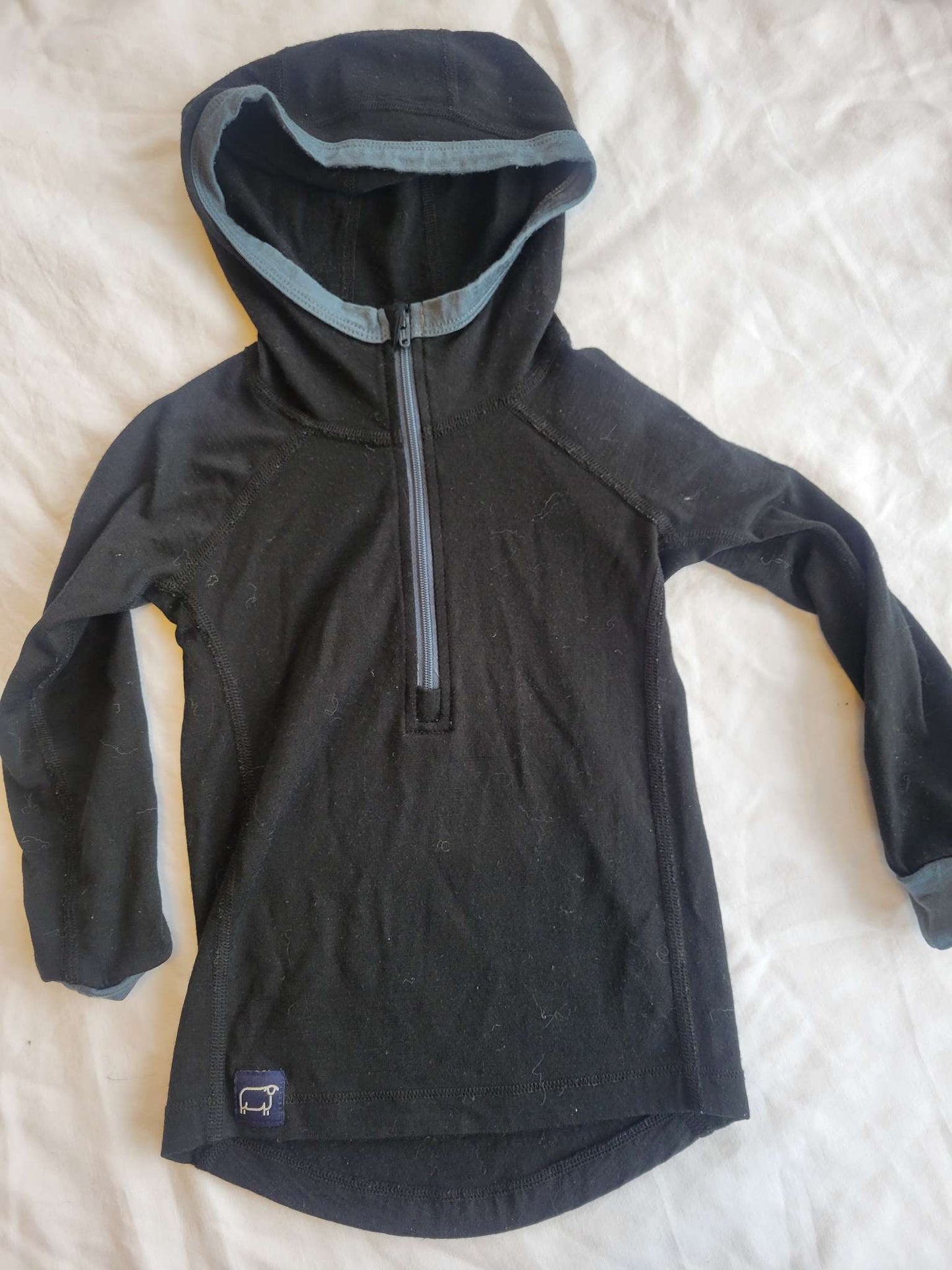1/2 Zip Black Hoodie - Wee Woolies - Size 2/3 - small shop , Kids 2T