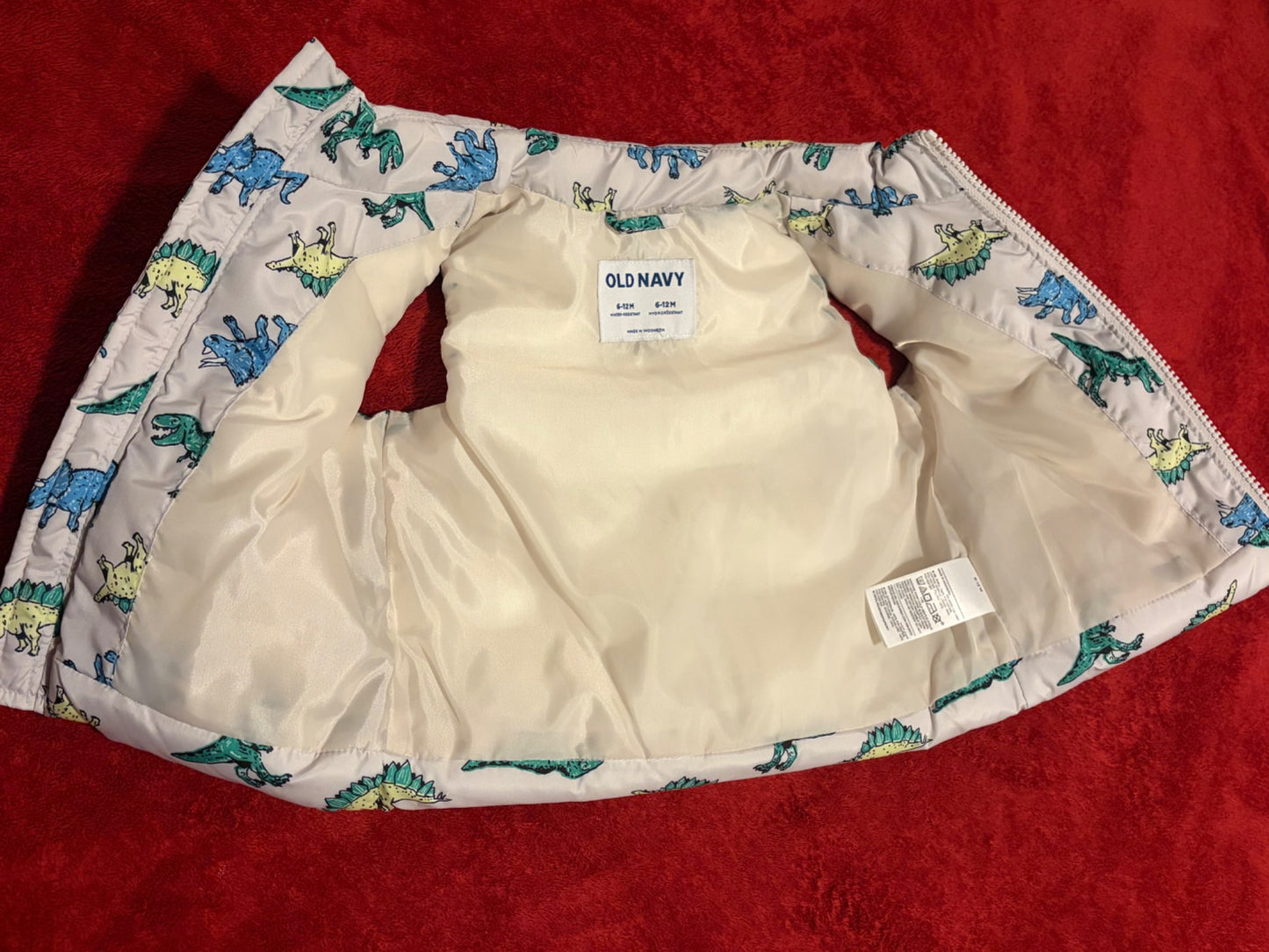 Old Navy Puffy Dinosaur Vest 12m, Kids 9 Month (6-9M)