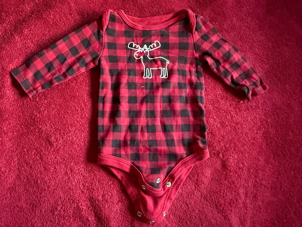 2pc Canadiana Plaid Onesie and Fleece Hat 3m, Kids 3 Month (0-3M)