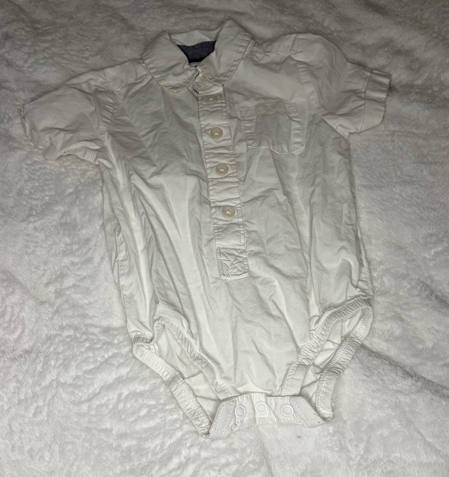 OshKosh 9m White Dress Shirt Onesie, Kids 9 Month (6-9M)