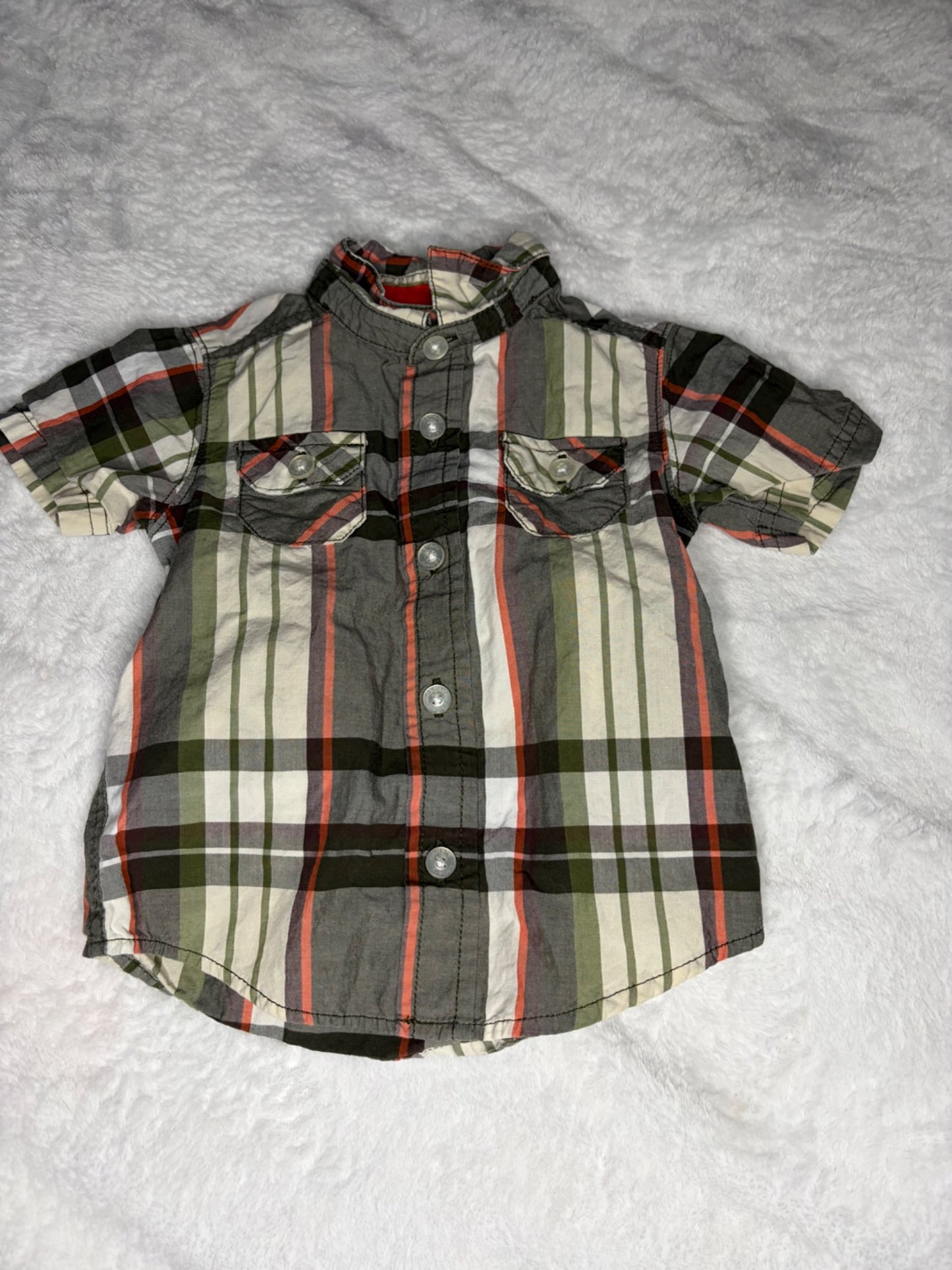 2pc Orange Button Dress Shirts 9m , Kids 9 Month (6-9M)