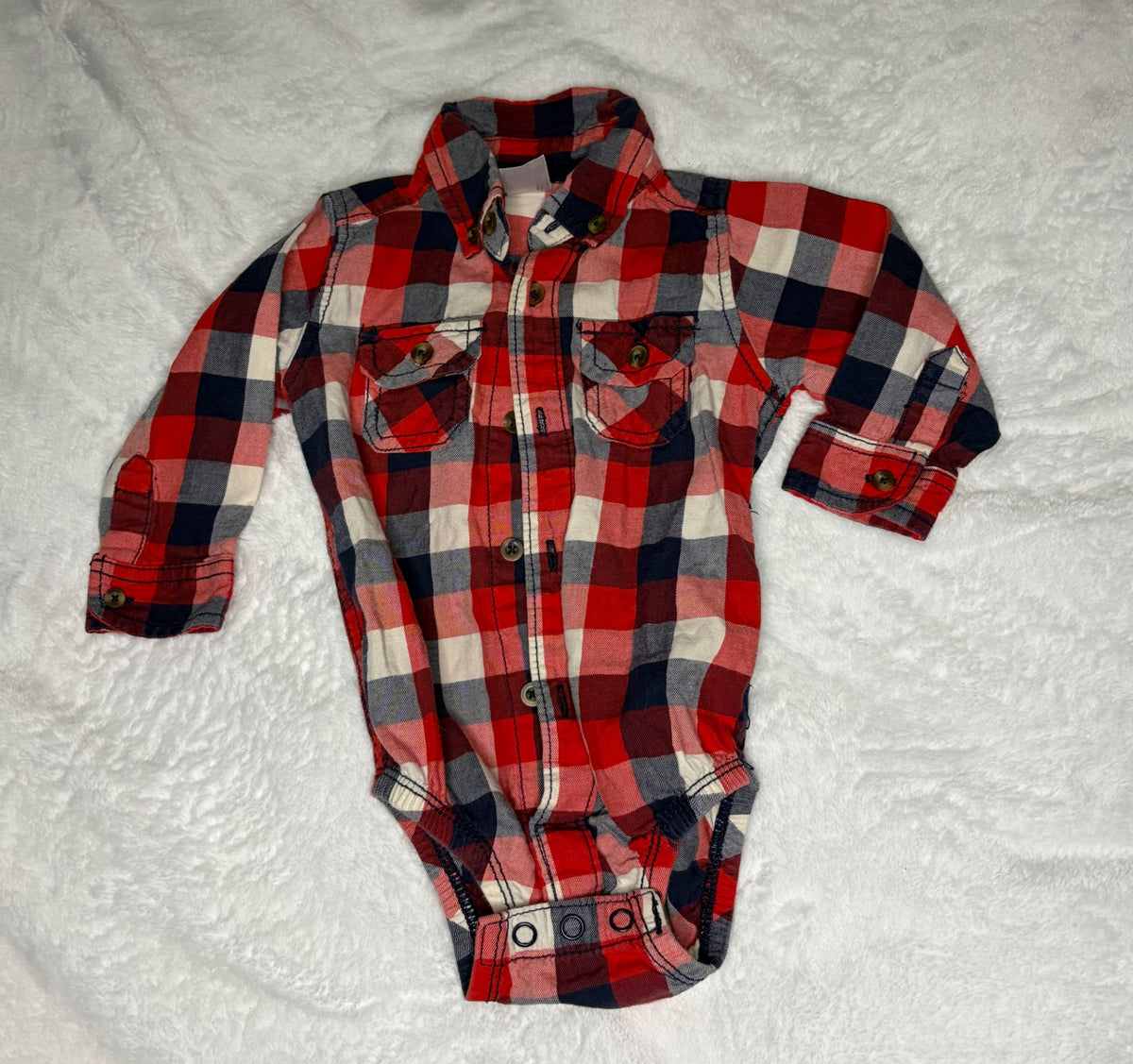 Carters 9m Checkered Onesie , Kids 9 Month (6-9M)