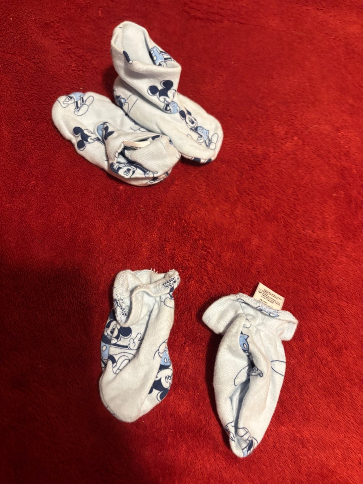 Newborn Mickey Mouse Blue Booties and No-Scratch Mitts