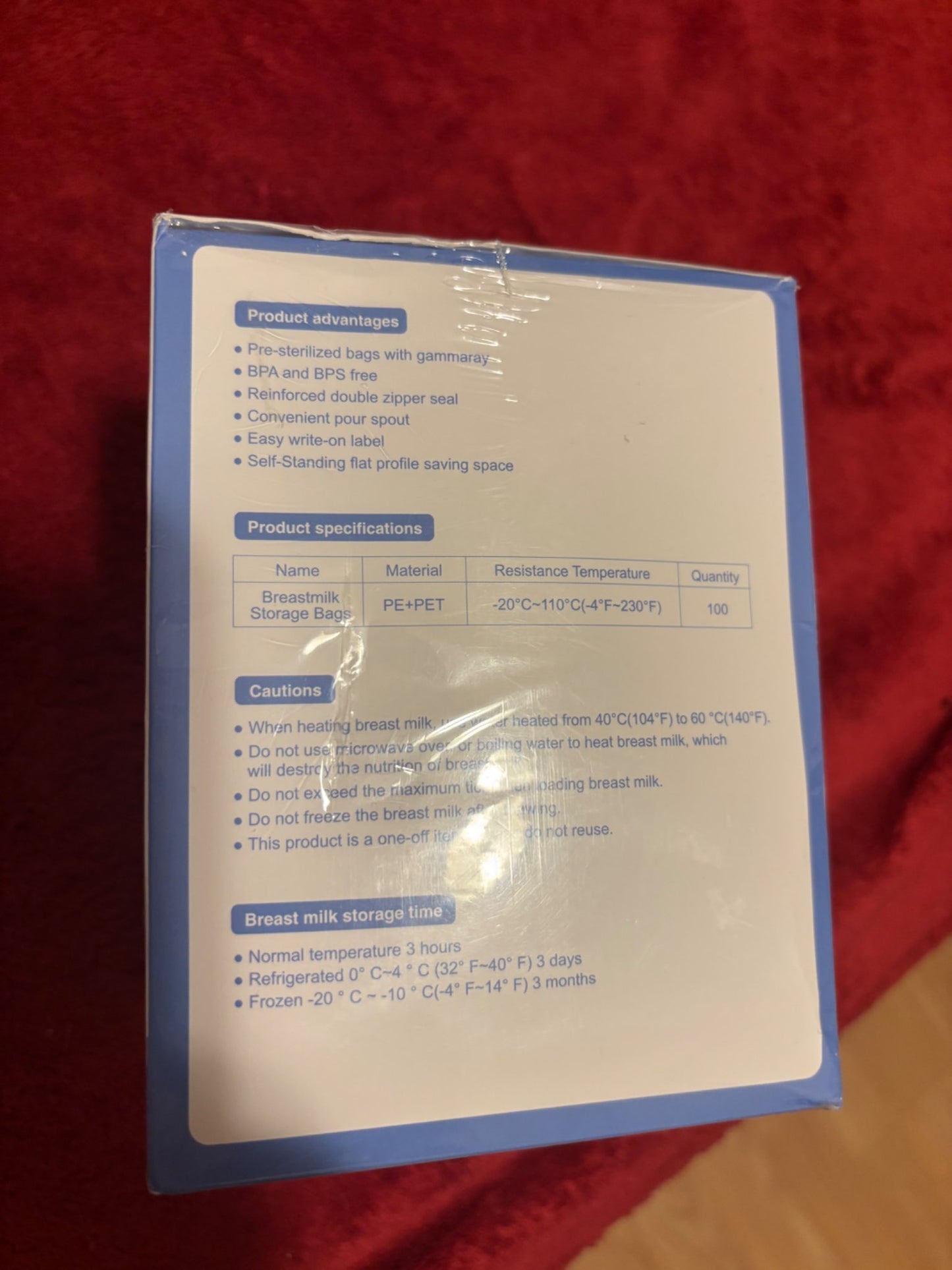 Breastmilk storage bags (100pc) BNIB