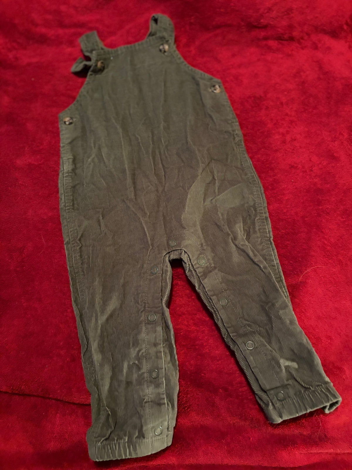 Green Cotton “Corduroy” Overall Pants 12m, Kids 12 Month (9-12M)