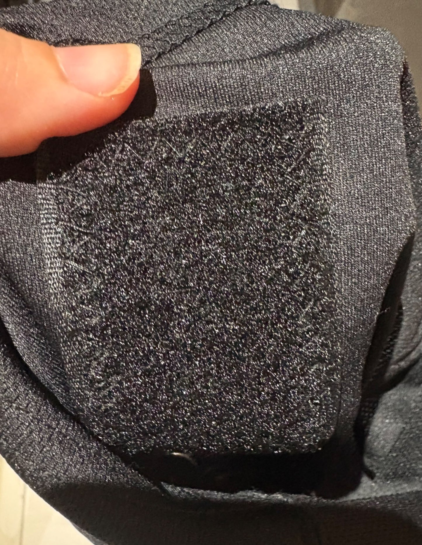 Black hockey socks with red/white stripes