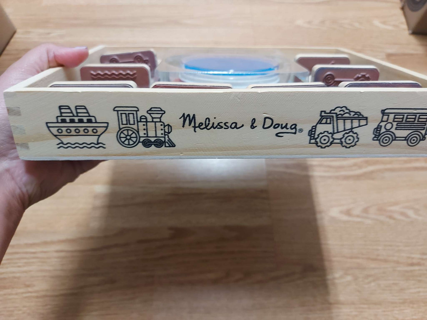 Melissa & Doug - Wooden 8 vehicles stamp set