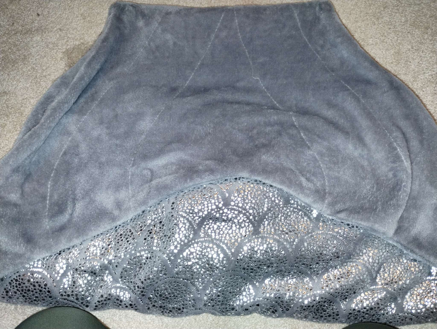 Grey shiny fleece mermaid tail