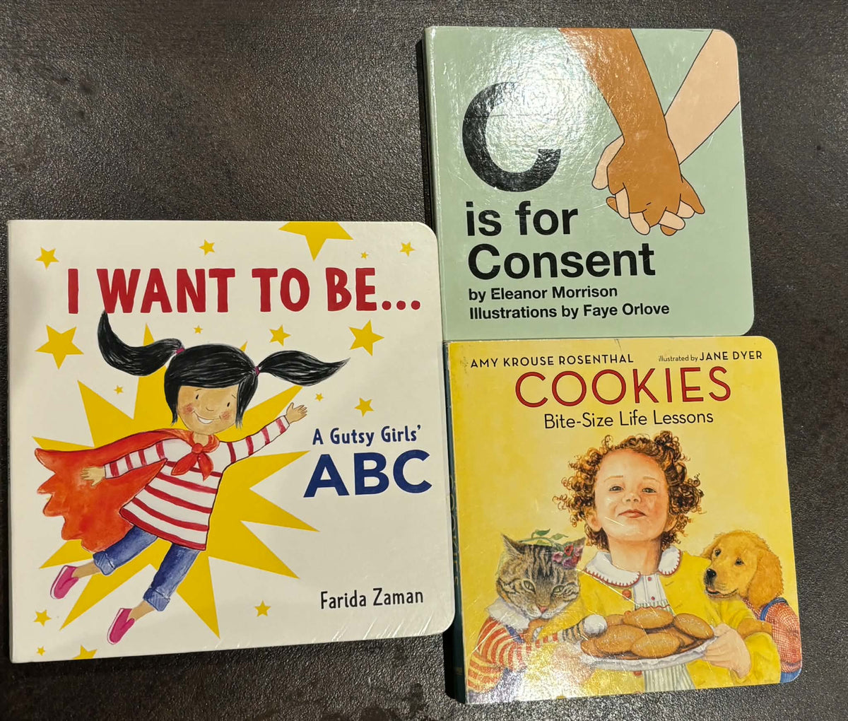 Alphabet, bite size lesson and consent board books