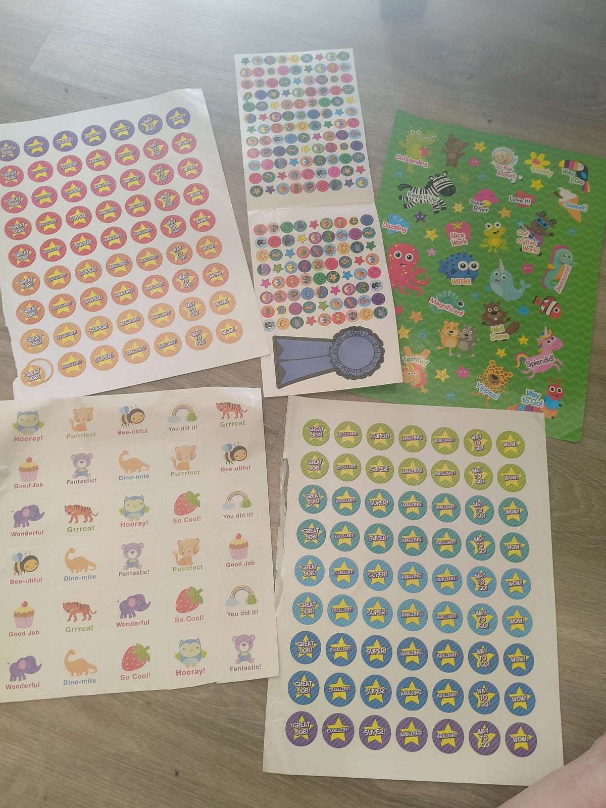 Unused sticker sheets
