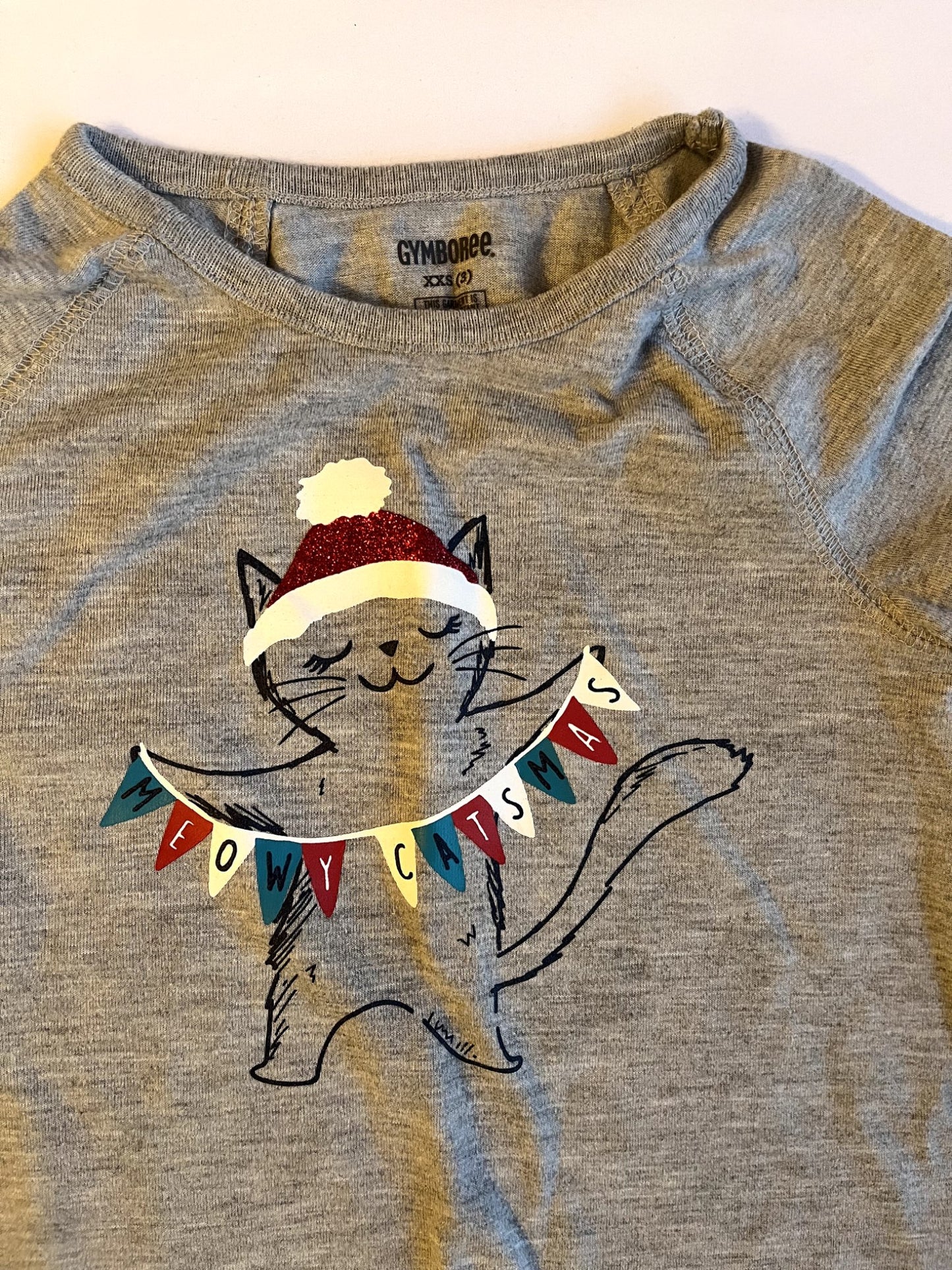 Gymboree Girls’ “Meowy Catsmas” Long Sleeve Tee – Size 2, Kids 3T