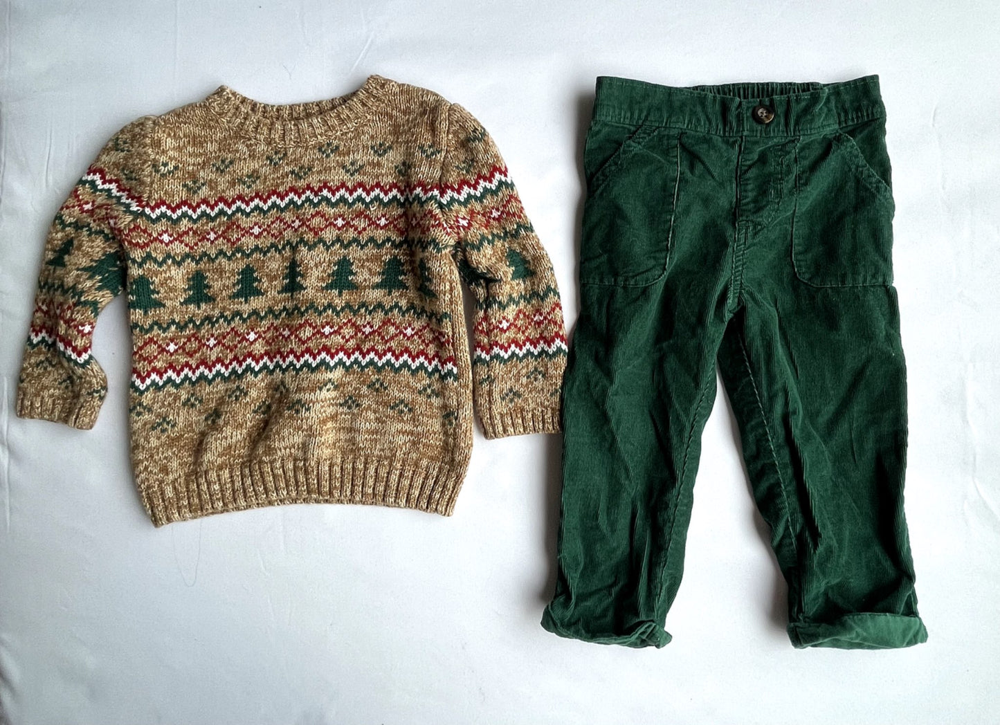 Carter’s Boys Christmas Sweater & Corduroy Pants Set – 18M, Kids 18 Month (12-18M)