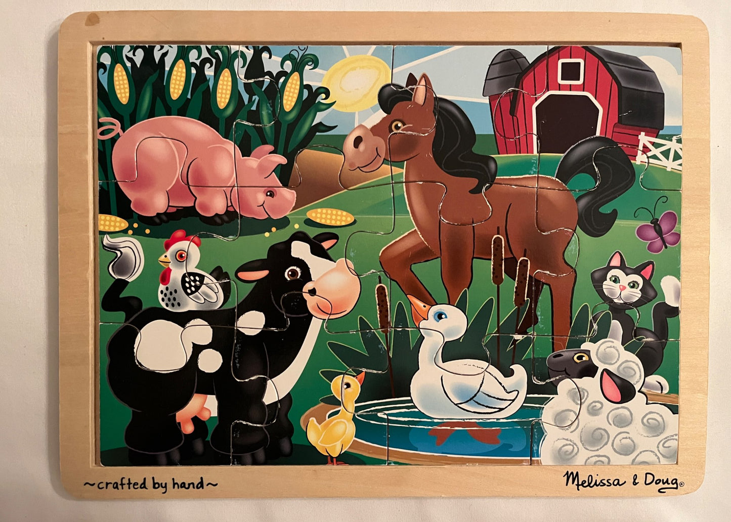 Melissa & Doug Farm Puzzle & Mickey Wooden Knob Puzzle Set