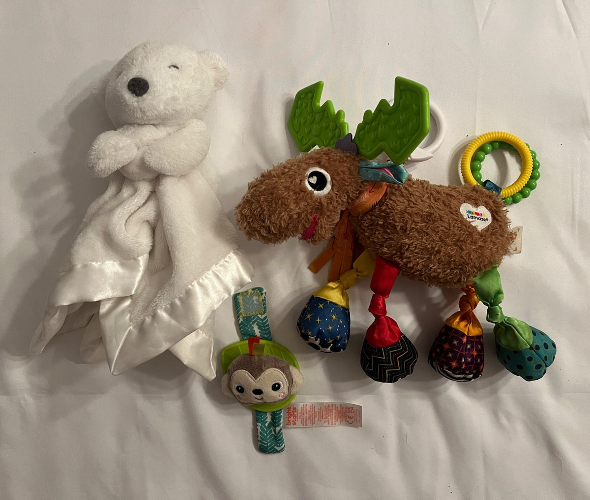 Baby Toy Bundle – Moose, Bear & Wrist Rattle