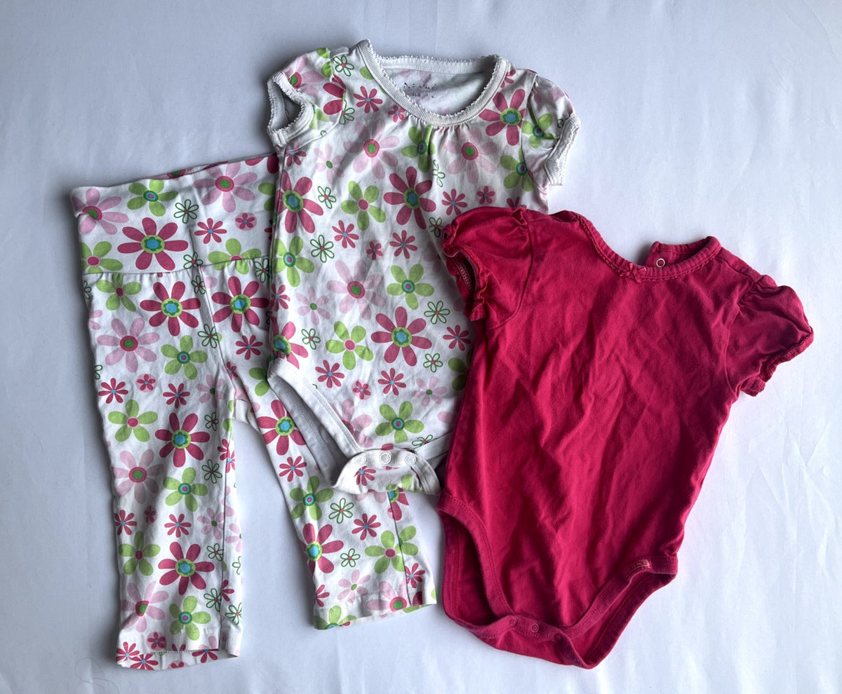 Girls 12M Bundle – Floral Set & Children’s Place Bodysuit, Kids 12 Month (9-12M)