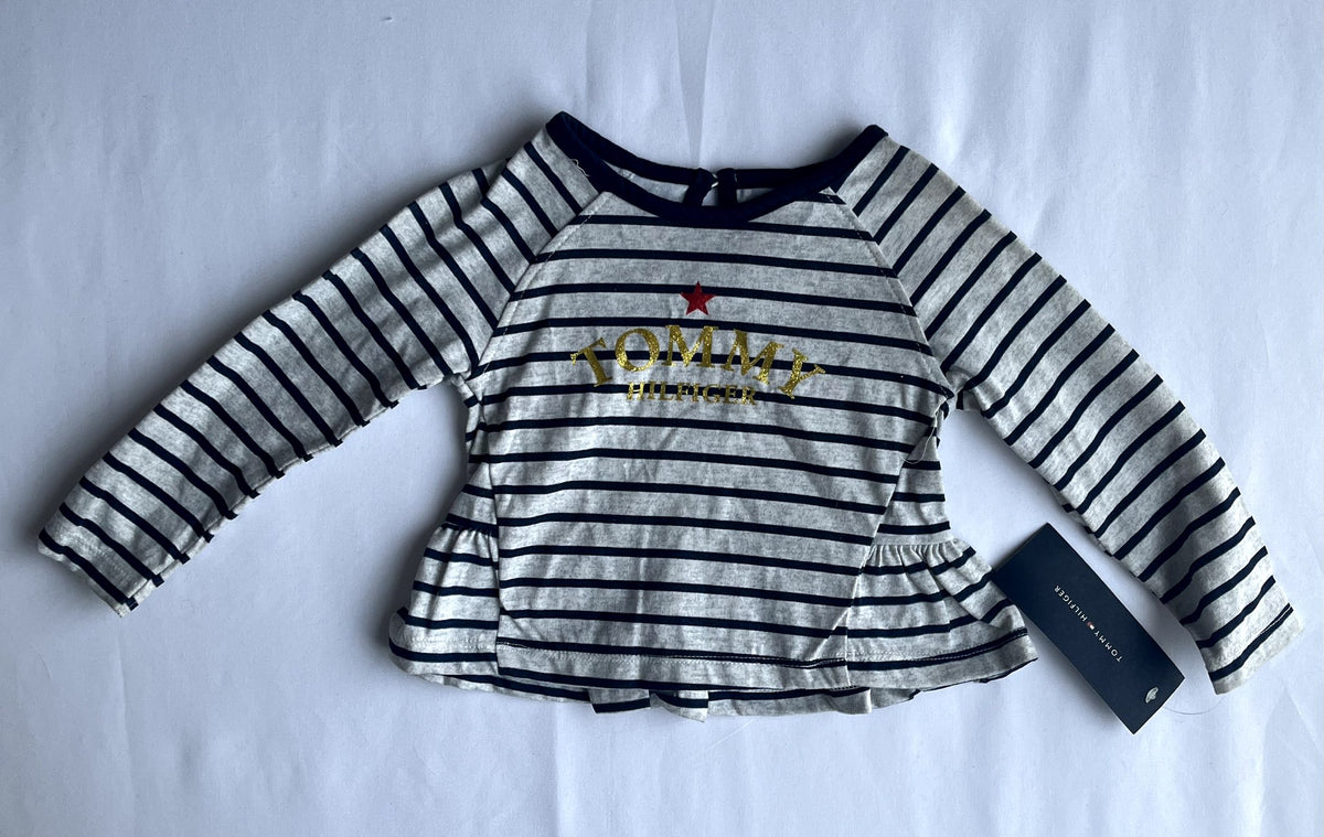 NWT Tommy Hilfiger Girls Top 12M – Long Sleeve Striped, Kids 12 Month (9-12M)