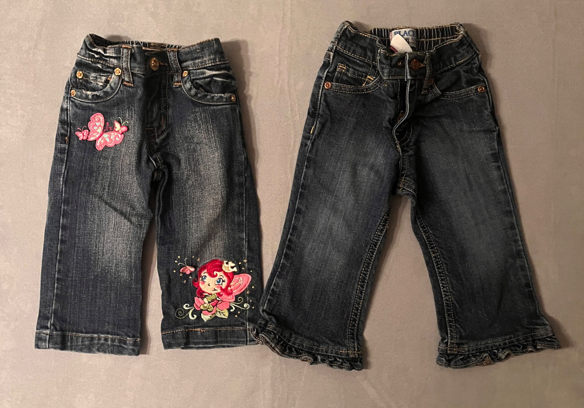 Girls' Children's Place Jeans – 2 Pack – 18 Months, Kids 18 Month (12-18M)