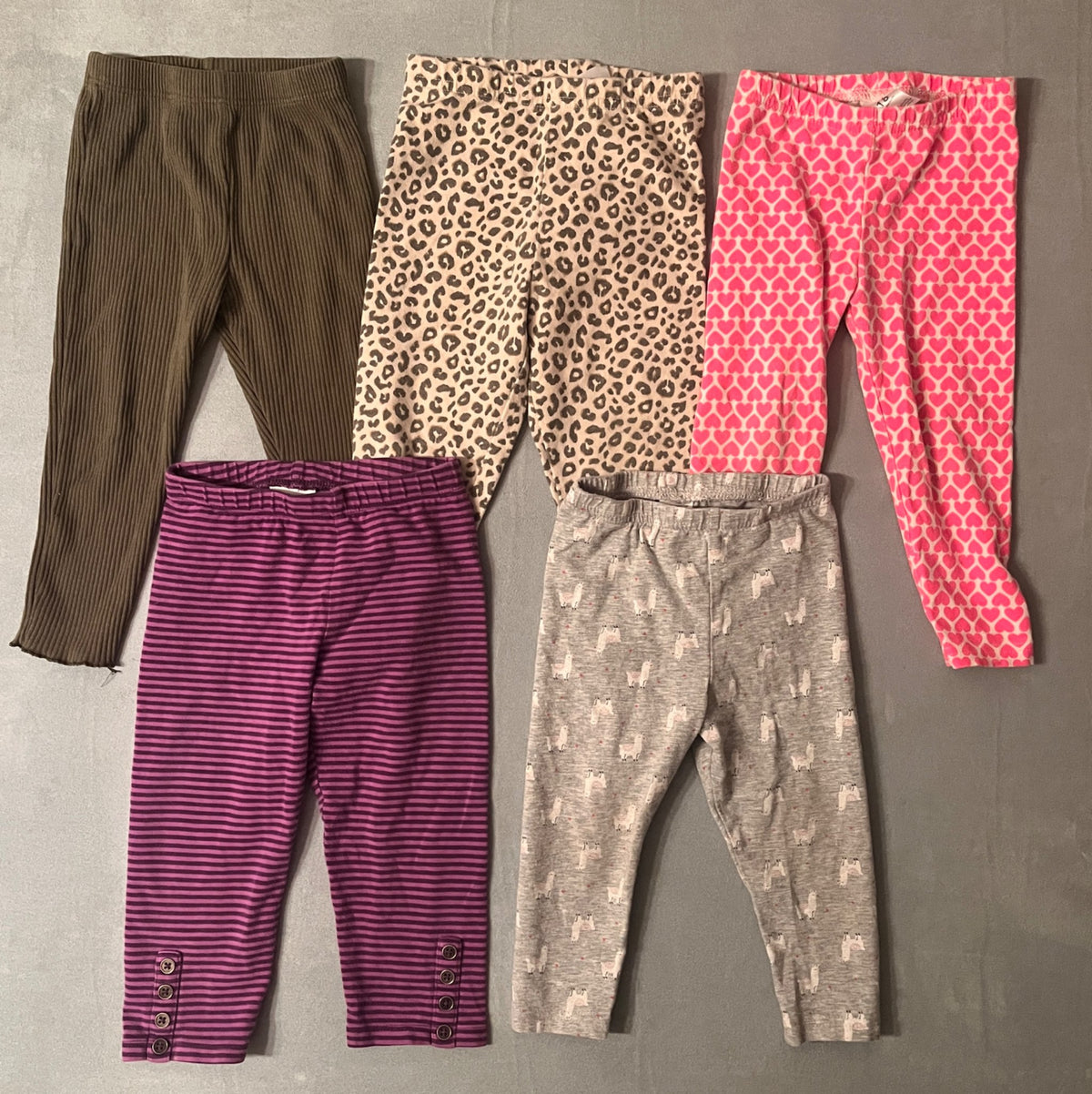 Bundle of 5 girls leggings various brands. Size 18M, Kids 18 Month (12-18M)