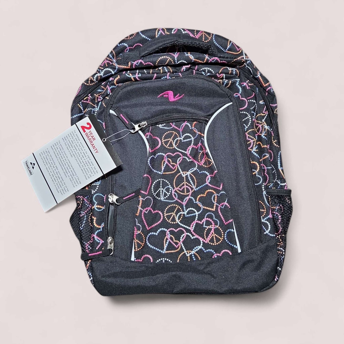 Black patterned girls school back pack NWT