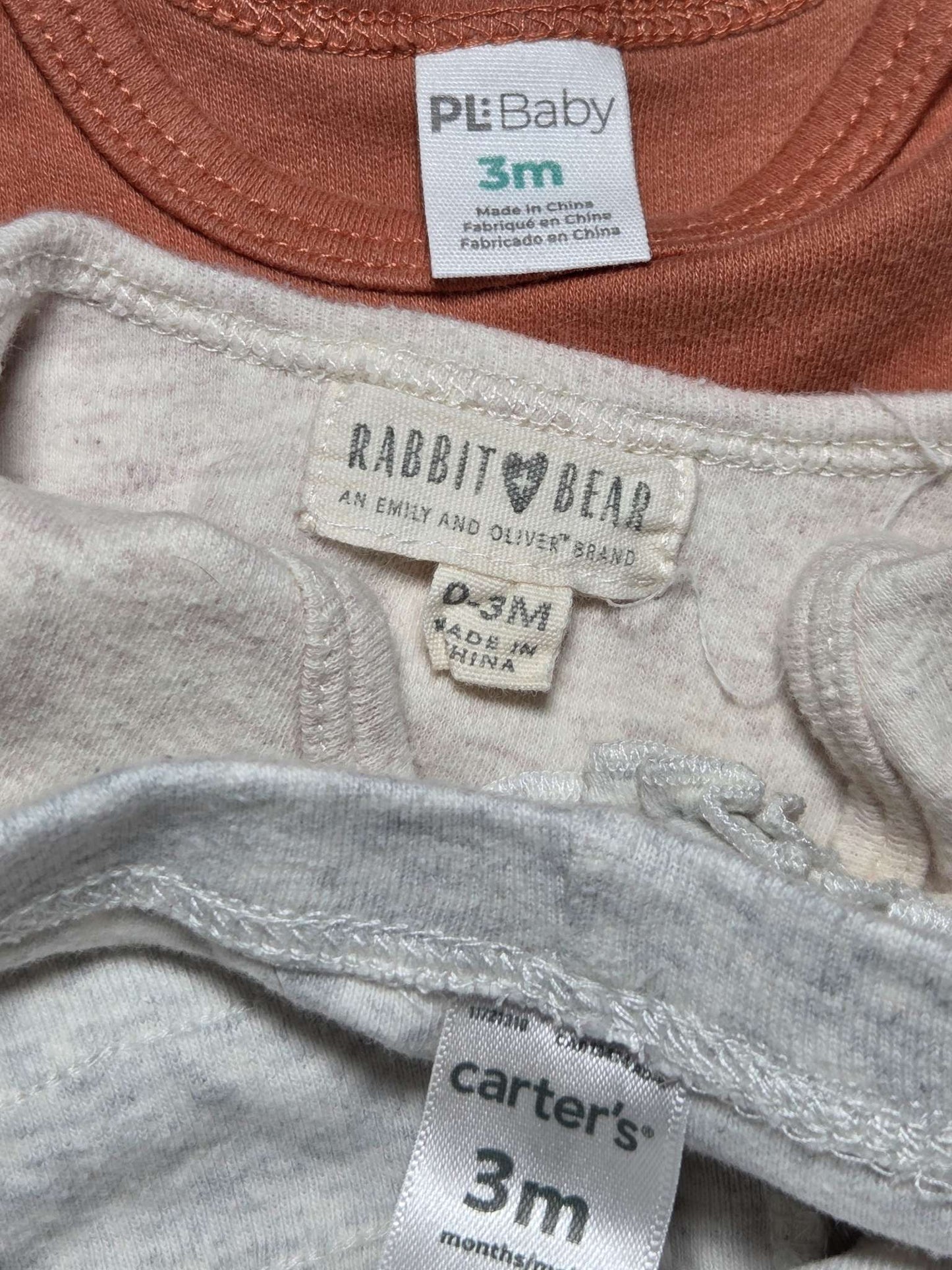 3pc set sz 3m. Petit Lem, Rabbit & Bear & Carters, Kids 3 Month (0-3M)