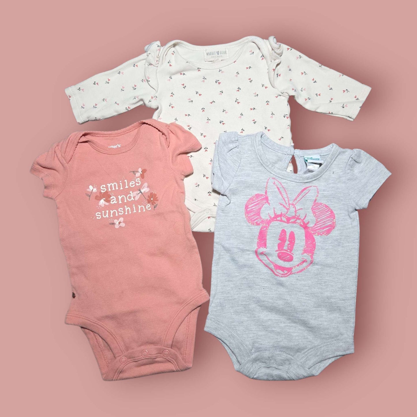 3 bodysuits sz 3m Disney, Rabbit & Bear & Carters , Kids 3 Month (0-3M)
