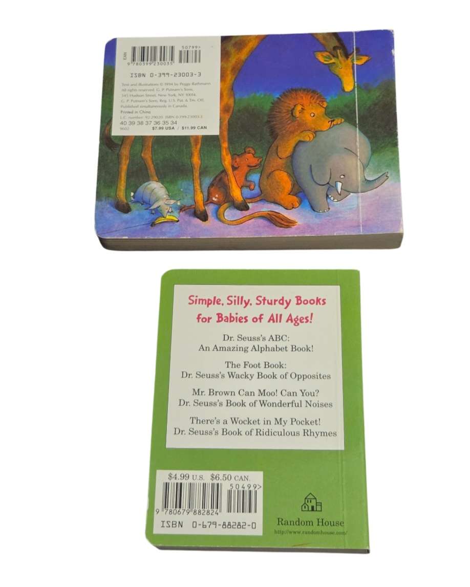 Goodnight Gorilla & Dr Suess hard cover books.