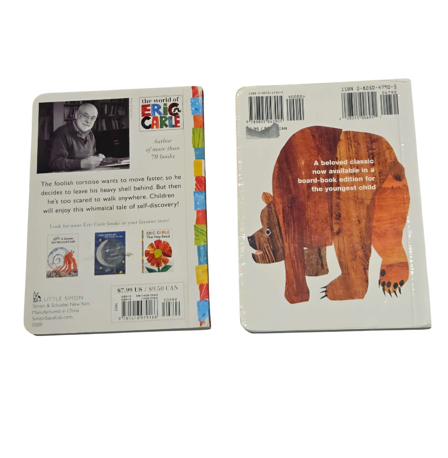 2 Eric Carle hard cover books, Foolish Tortoise & Brown Bear Brown Bear, what do you see?