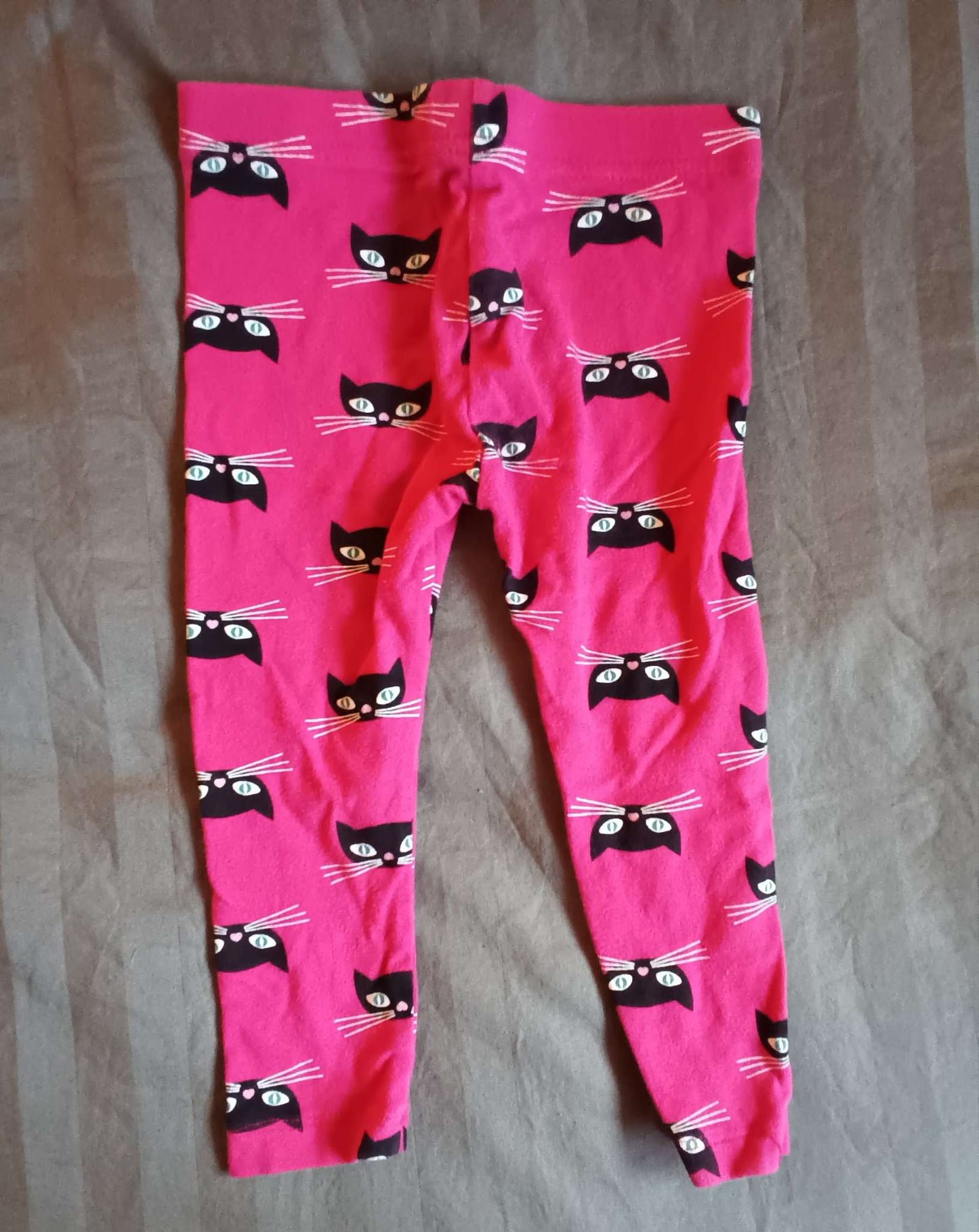 2T Pink Leggings with black cats, Kids 2T