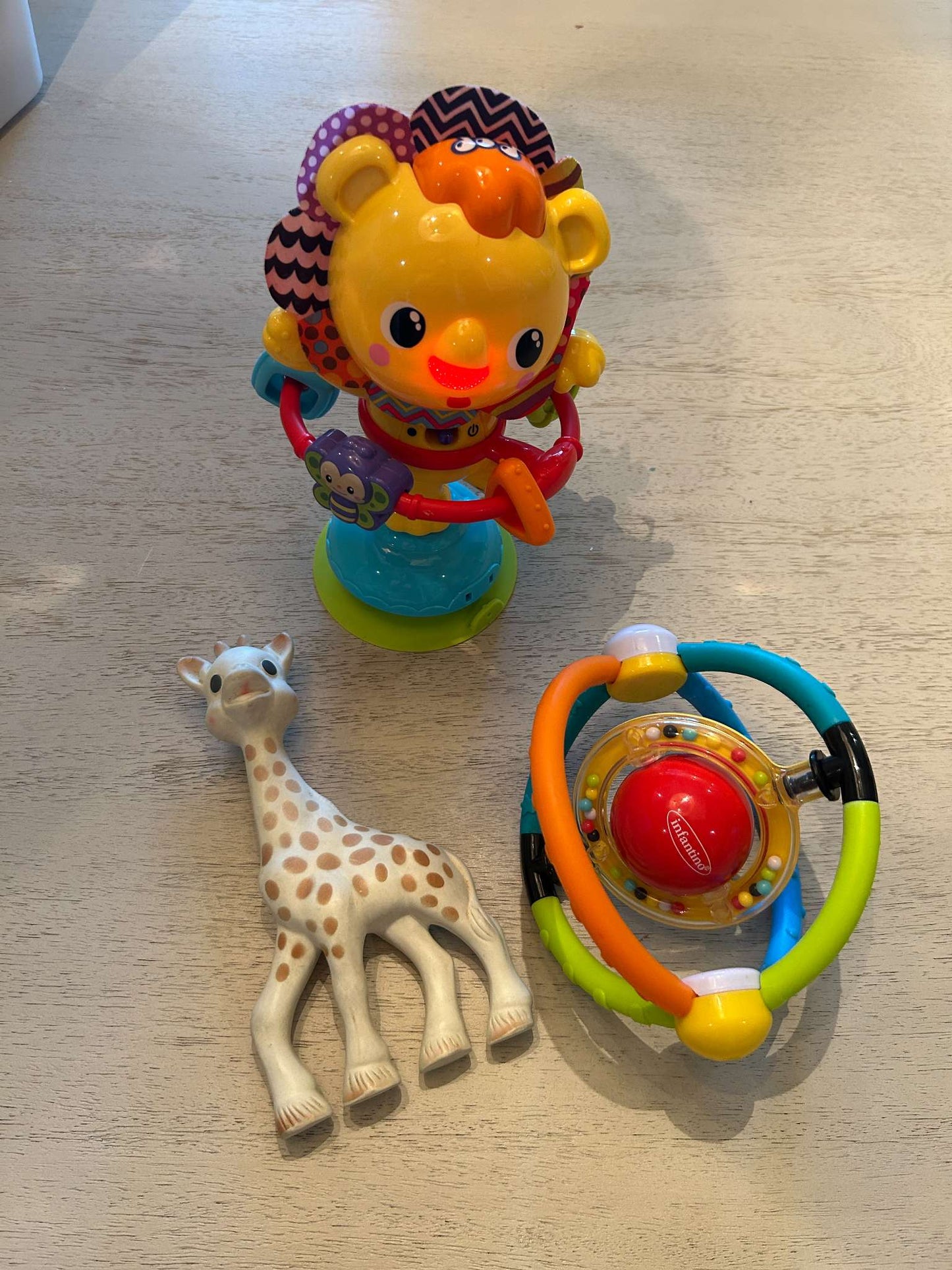 VTech Twist and Spin Lion, Infantino rattle ball, Sophie the Giraffe