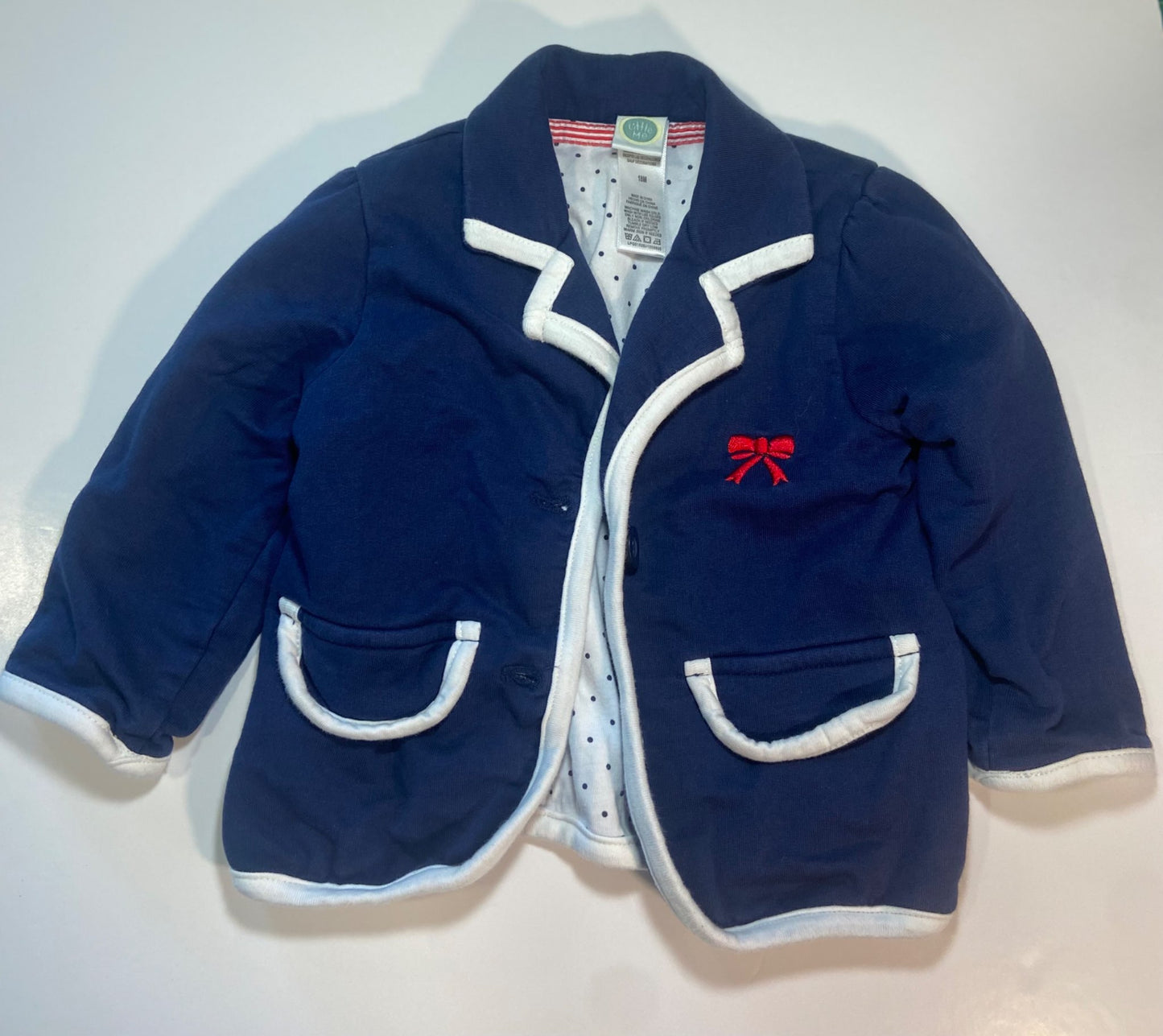 Little Me Navy Blazer with White Trim and Red Bow, Kids 18 Month (12-18M)