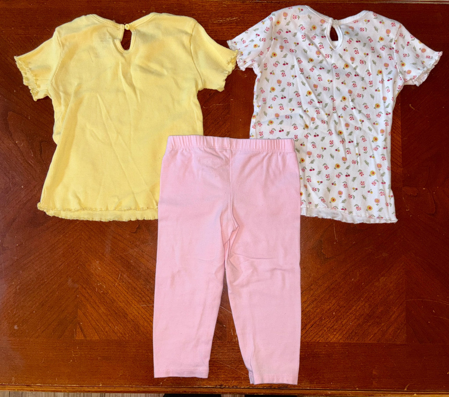 3 pcs Girls Ribbed T-Shirt Outfit Bundle, Kids 4/4T