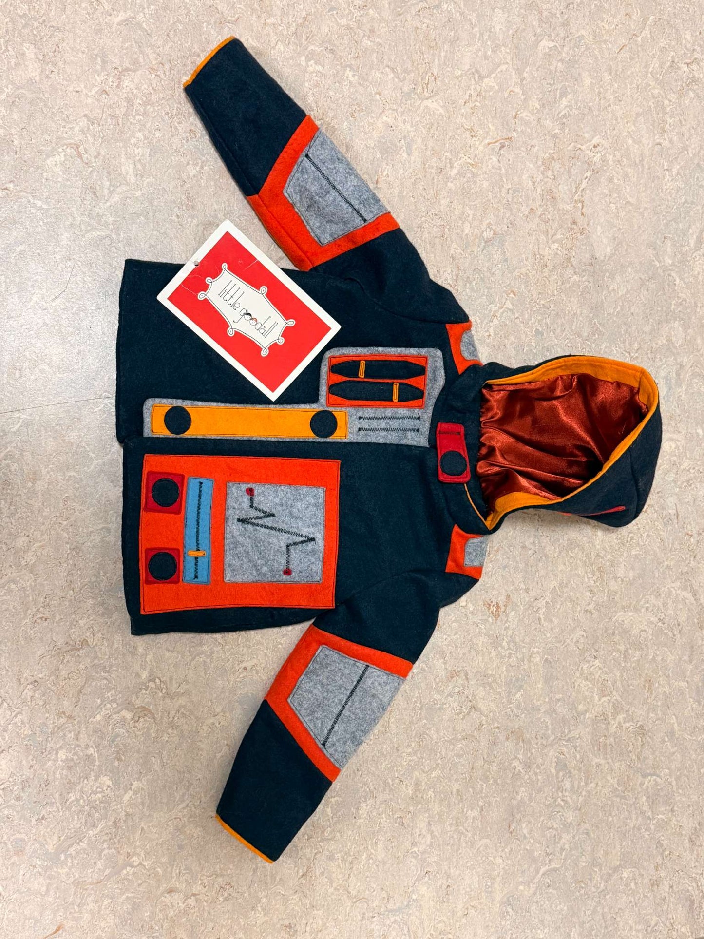 Little Goodall felted wool robot coat. Retail $350, Kids 2T