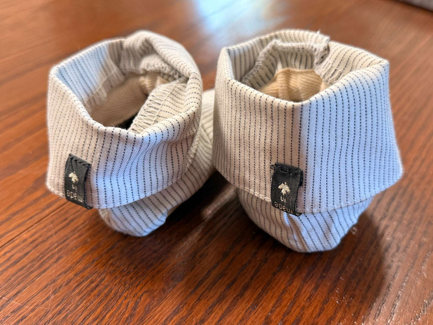 Cotton pinstripe booties, Shoes 1 (Baby: 0-12 mth)