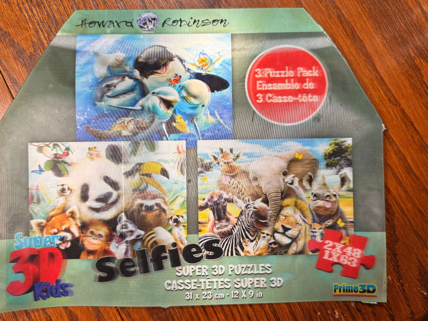 "3D" 3 Puzzle pack - Animal/wildlife themes. Retails