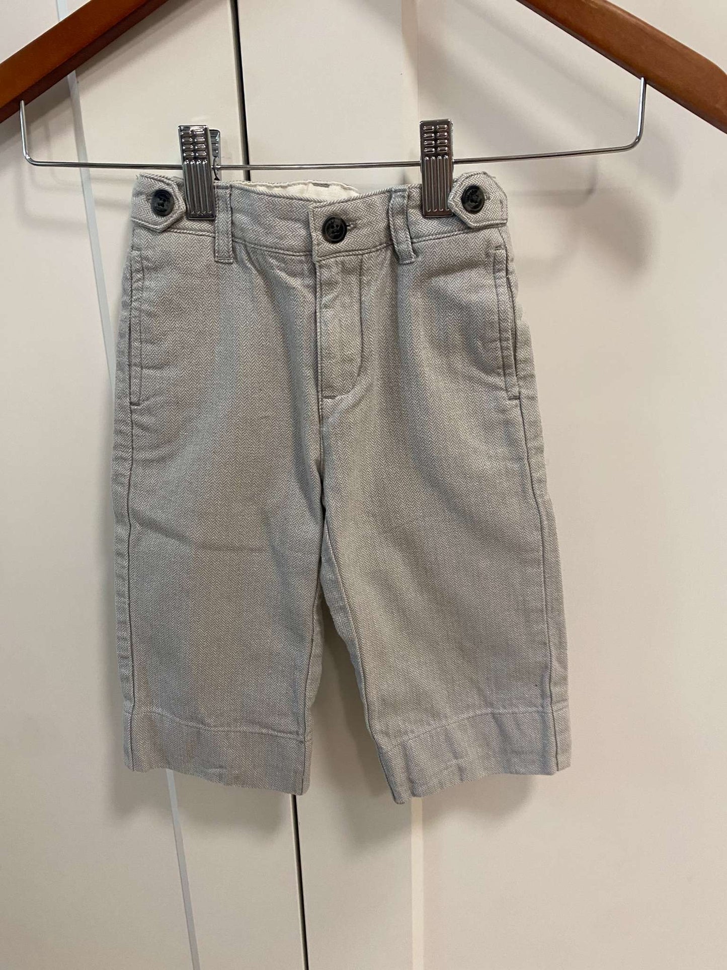 Grey herringbone cotton dress pants, Kids 18 Month (12-18M)
