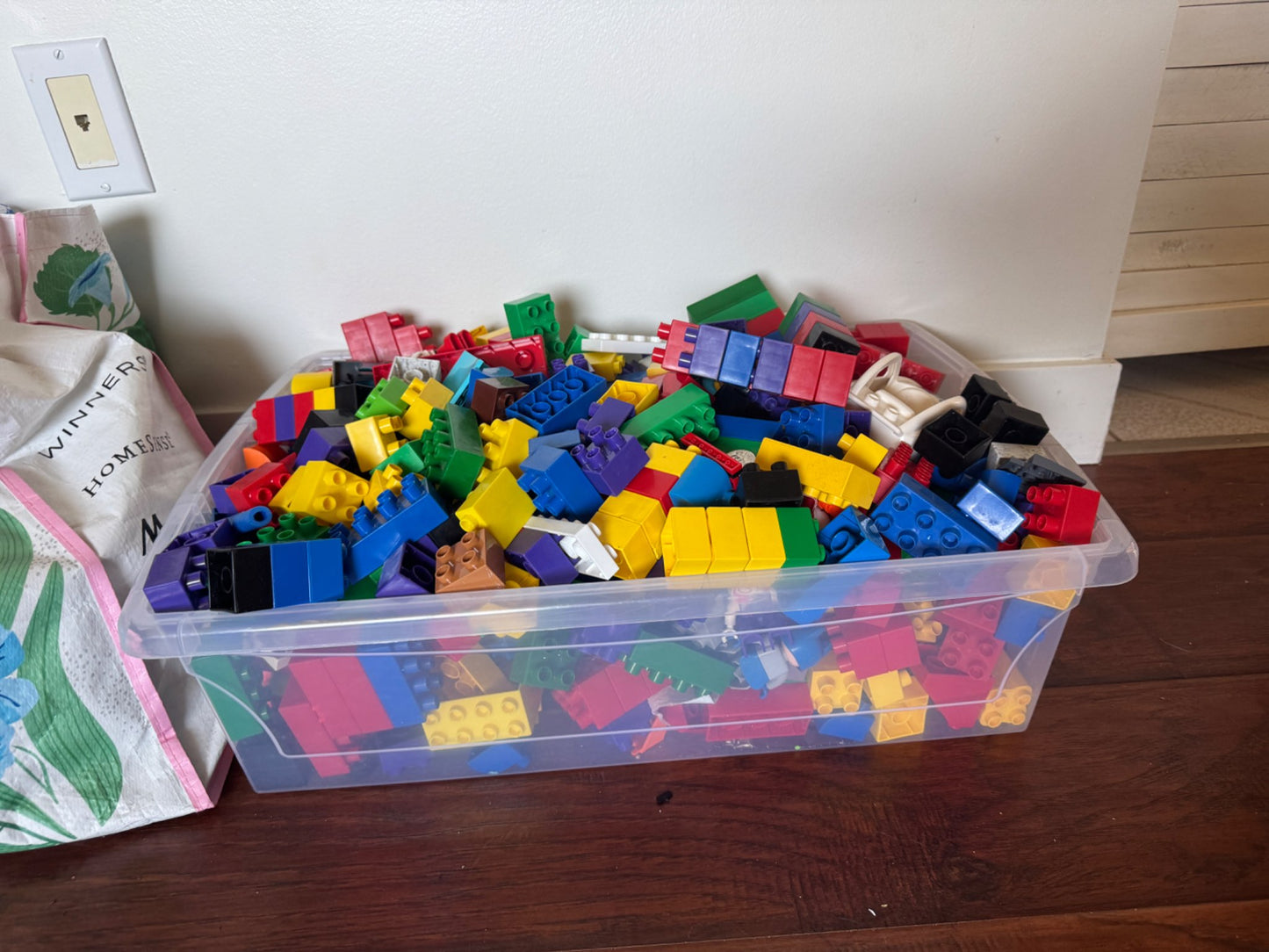 Huge bin of duplo Lego