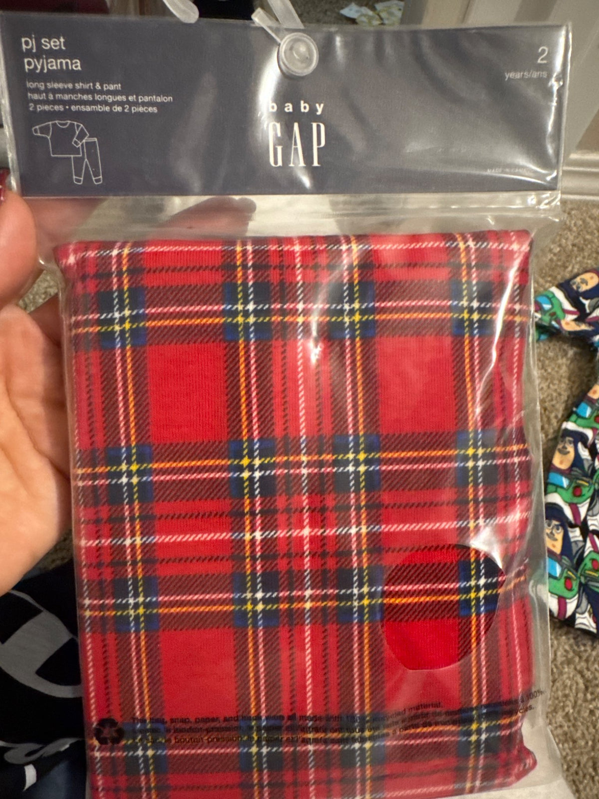 Gap pjs red plaid long sleeve 2 , Kids 2T