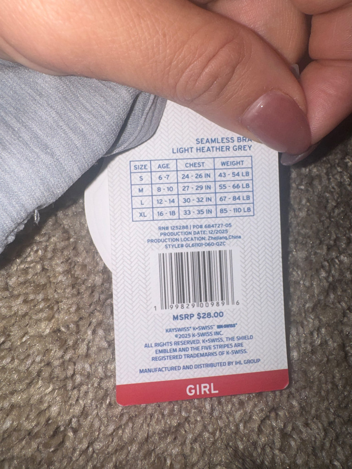 K-Swiss bras size 8-10 med girls NWT 3 pack