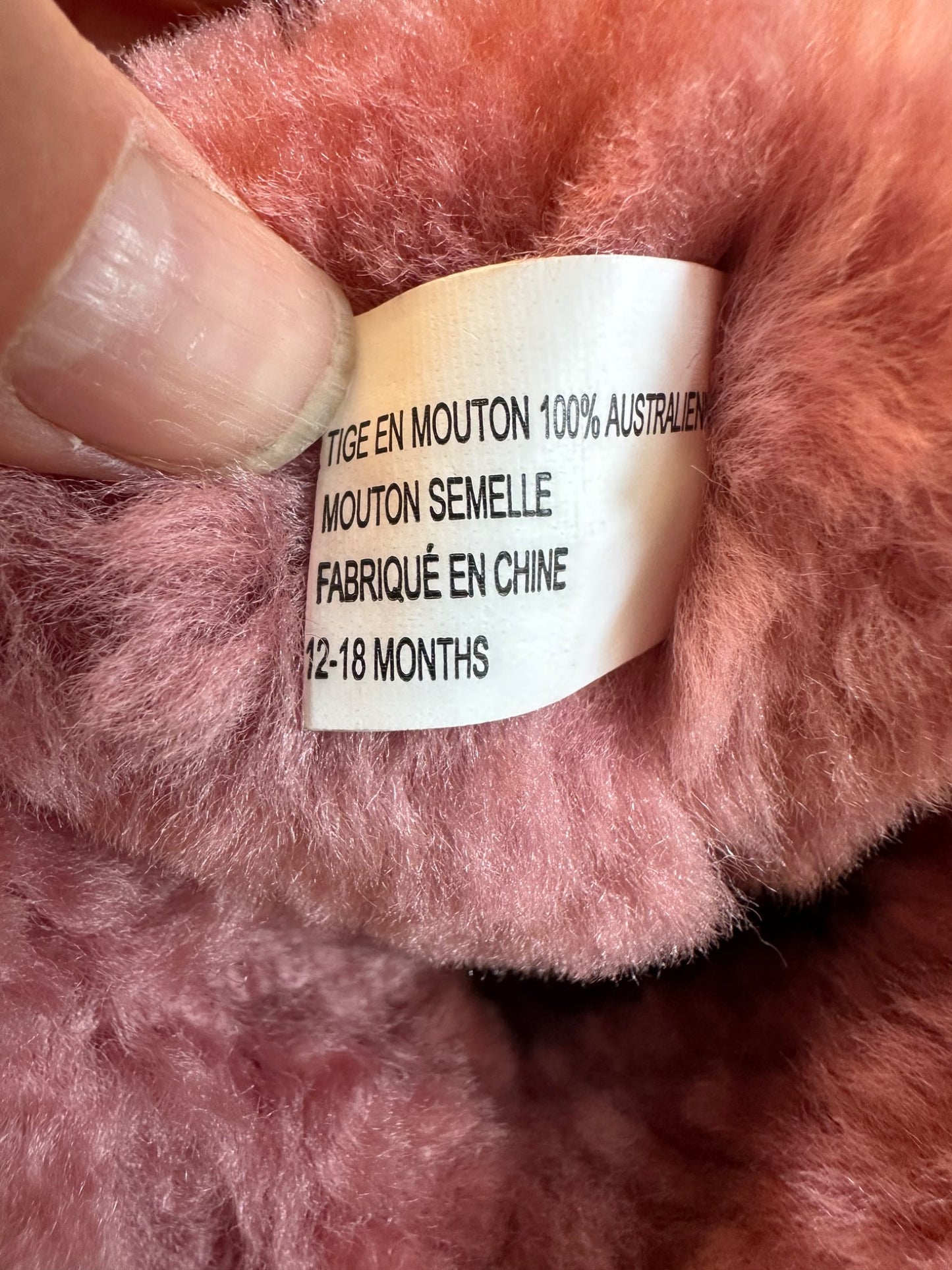 EMU sheepskin baby booties, pink, 12-18 months, VGUC , Shoes 4.5 (Walkers:12-24 mth)