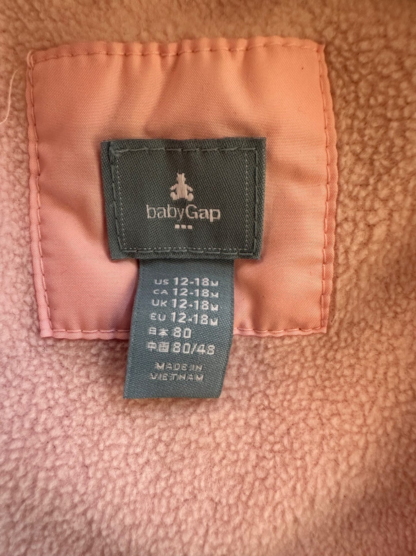 Baby Gap bunting suit, pink, fold-over cuffs, 12-18 months, EUC, Kids 18 Month (12-18M)