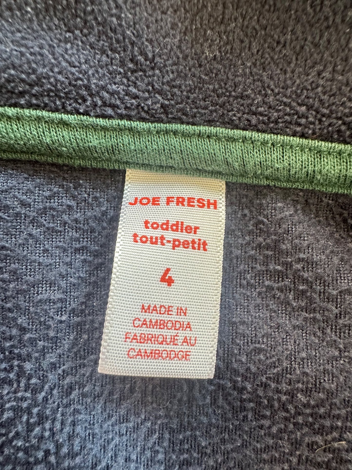 Joe fresh fleece zip-up, 4T, EUC, Kids 4/4T
