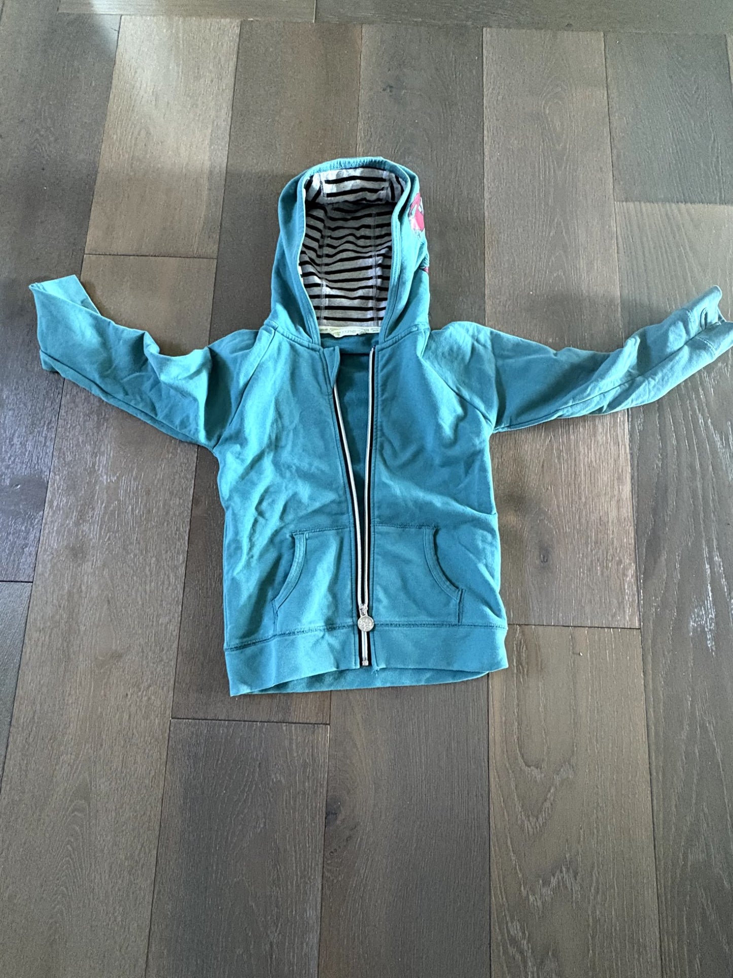 VGUC Peekaboo Beans "Dino Dynamite Hoodie" Teal - Size 6, Kids 6/6X