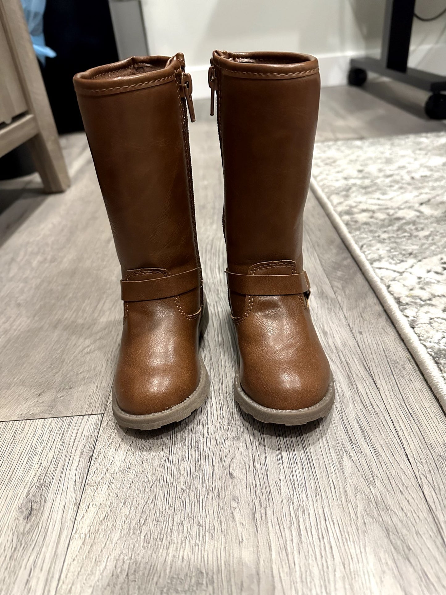 Toddler Girl Leather Boots, Brown, Size 6, Shoes 6 (Walkers:12-24 mth)