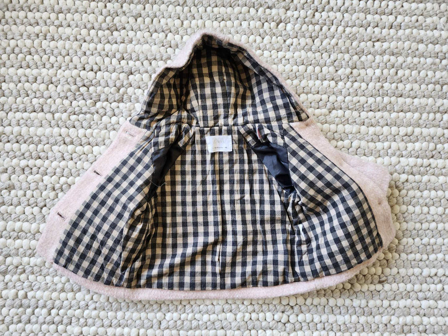 Zara light pink coat, 12-18M, VGUC, Kids 18 Month (12-18M)