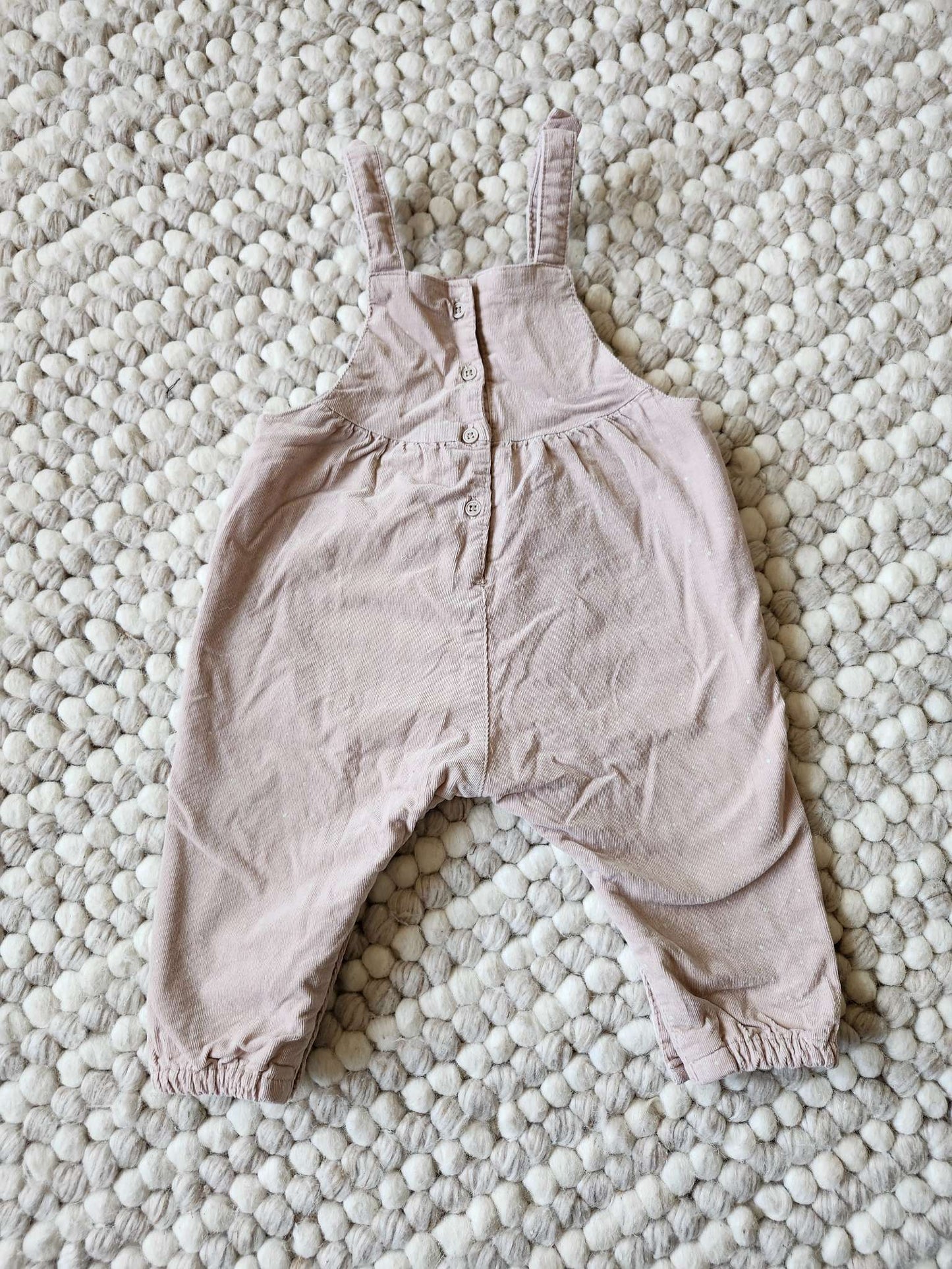 Zara polka dot corduroy overalls, light pink, 3-6M, like new, Kids 6 Month (3-6M)