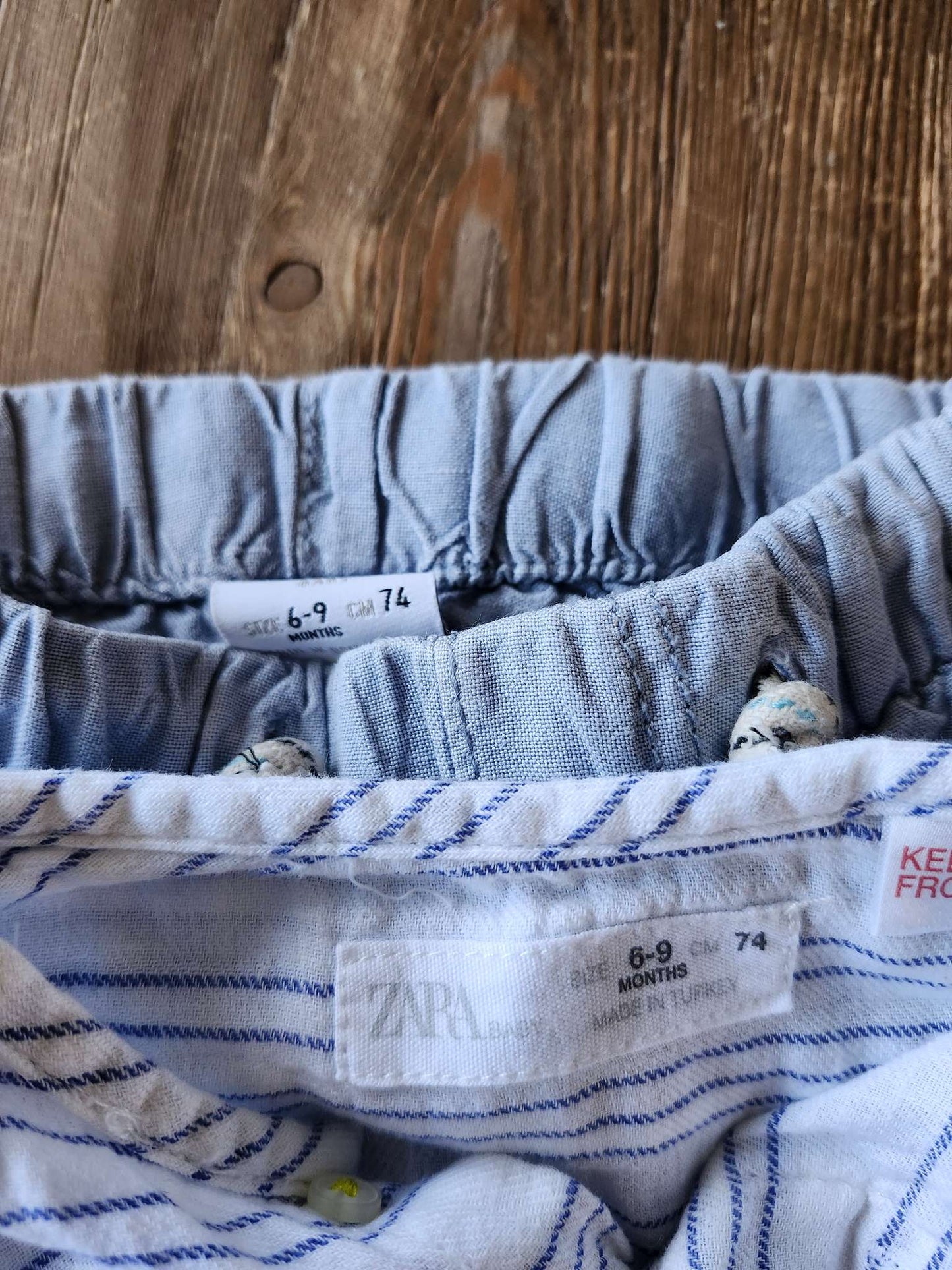 Zara linen blend shirt and pants set, 6-9M, EUC, Kids 9 Month (6-9M)