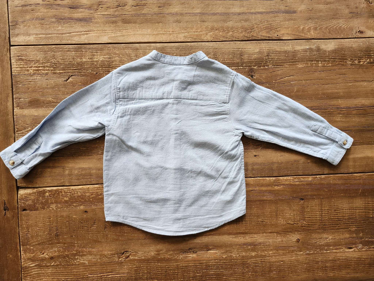 Zara kids flannel button up shirt, 3-4T, blue, like new, Kids 3T