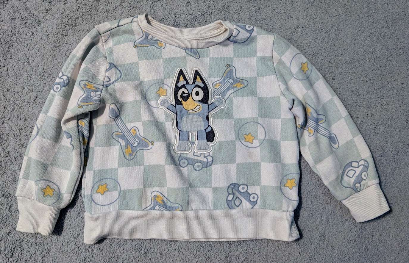 Target Bluey "Rockstar" Checkered Crewneck Sweatshirt 3T, Kids 3T