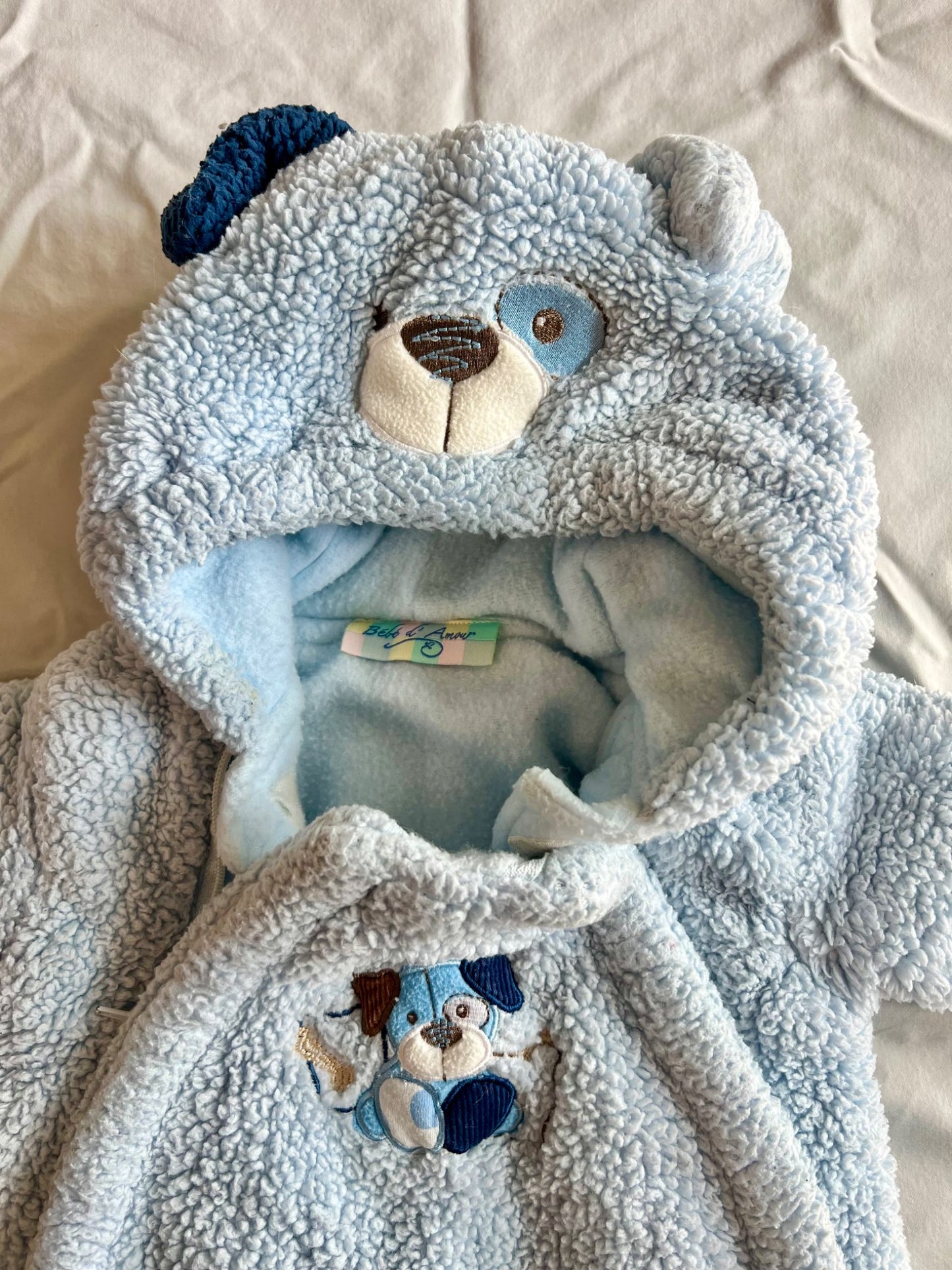 Bébé D’Amour puppy dog fleece bunting, Kids 3 Month (0-3M)