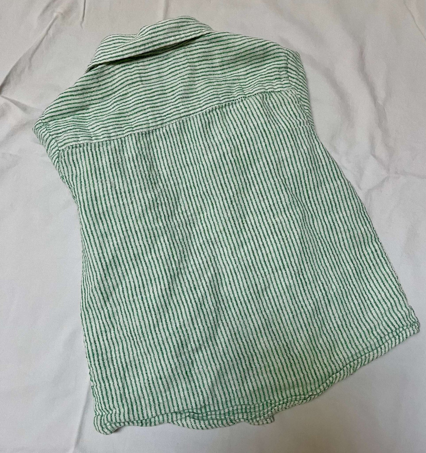 Zara Kids Green Striped Linen Button-Up Shirt – Size 4-5Y, Retail $30, Kids 4/4T